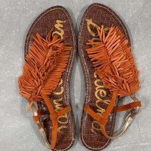 Sam Edelman Brown and Orange Fringe Sandals
